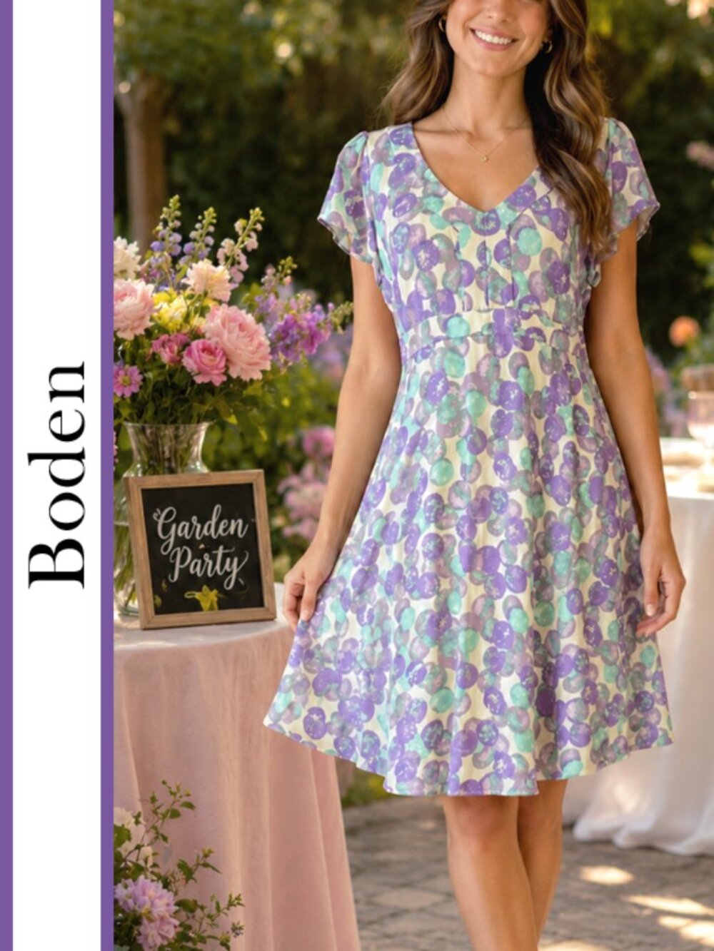 Boden | 100% Silk Limited Edition Pastel Printed Dress